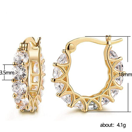 Gold Hoop Earrings with Crystals and Elegant Design