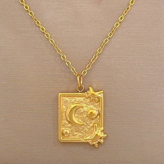 Gold Necklace with "Moonlit Night" Pendant