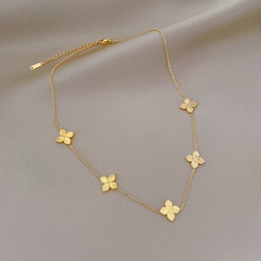 Gold Necklace with Floral Pendants