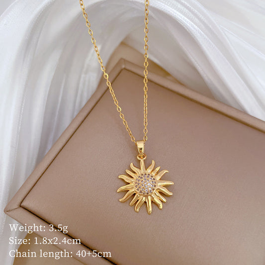 Gold Necklace with "Shining Sun" Pendant