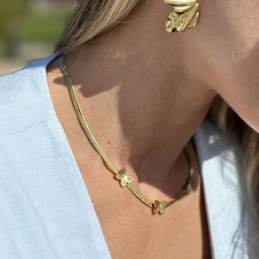 Gold Necklace with Butterflies